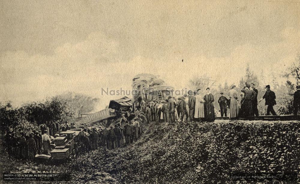 Postcard: Removing the Dead from the Wrecked Cars at Canaan, New Hampshire - Sunday September 15, 1907